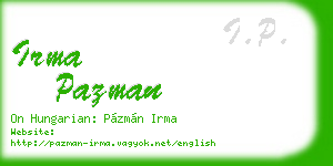 irma pazman business card